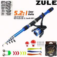 ZULE 2.1m Fishing Rod Set, Includes Foldable Fishing Pole, Spinning Reel, Freshwater Fishing Rod And Reel Combo, Best Gift Set For Christmas, Halloween, Thanksgiving - Multicolor - View 6