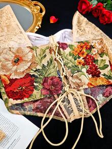 EZNV Popular Cream Floral Lace Corset: Underwire, Boned, Great For Christmas Date & Party - Beige - View 10