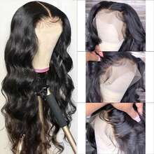 Black Short Body Wave Lace Front Wigs Glueless Natural Wave Synthetic Heat Resistant Fiber Hair Wig With Baby Hair 26 Inch - Natural & Black - View 3