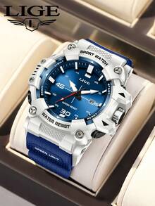 Reloj de cuarzo multifuncional de negocios para hombres LIGE, con pantalla dual, resistente al agua, luminoso y calendario de moda