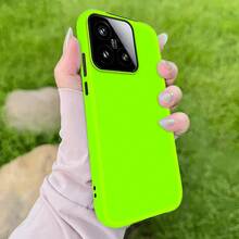 Neon Green Color Double-Layer Protective Mobile Phone Case - Sturdy, Durable And Shockproof, Suitable For Xiaomi 15 14 13 12 11 10 Pro Ultra 10S Civi4Pro Civi3 It Is  Gift For Your Boyfriend/Girlfriend Or Family Members-For-Your-New- - 1PC - 查看 3