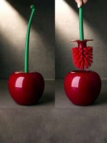 Cherry Toilet Brush Household Long Handle Soft Hair Toilet Brush Daily Creative Plastic Cleaning Brush Toilet Brush Set - Multicolor - View 1