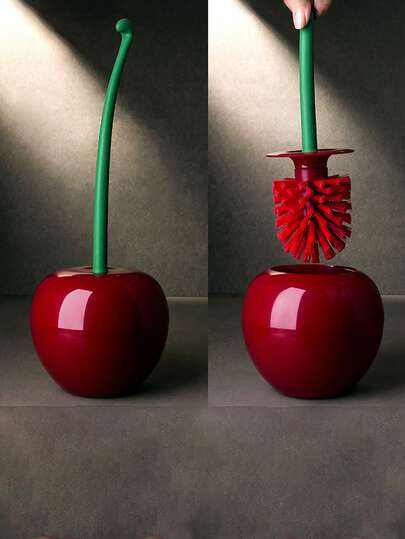 Cherry Toilet Brush Household Long Handle Soft Hair Toilet Brush Daily Creative Plastic Cleaning Brush Toilet Brush Set