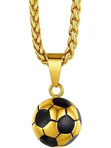 Richsteel 3D/Basketball/Soccer/Baseball Ball Boxing Glove Cool Pendant Men, 316L Stainless Steel Sneaker Chain,Sport Fan Jewelry - 03-金牌足球 - 查看 1
