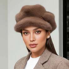 Women's Autumn And Winter Warm Plush Beret, Cloud Hat, Octagonal Hat, Cold And Frost Resistant, Suitable For Daily Commuting, Shopping, And Outdoor Activities. - 米色 - 查看 8