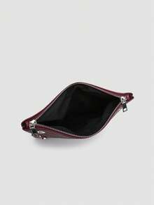 1pc Women's Chain Shoulder Bag, Crossbody Bag, Litchi Grain Underarm Bag With Chain, Minimalist Fashion Small Square Bag, Shoulder & Crossbody Bag With Detachable Strap - 酒紅色 - 查看 9