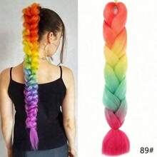 Extensiones de trenzas sintéticas de color ombre afro de 24 pulgadas de largo para mujeres, cabello Kanekalon