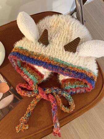 Lamb Thickened New Cute Plush Knitted Pullover Hat For Women Warm Autumn And Winter Cycling Versatile Pullover Hats Winter Gear