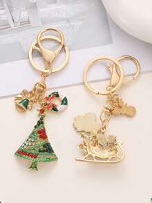 1 Peça Novo Chaveiro de Moda de Natal com Conjunto de Diamantes, Sino de Árvore de Natal Divertido, Chave de Carro, Bolsa, Acessórios Pendentes Estilosos e Fofos, Chaveiro Inicial, Encantos de Bolsa para Chave, Chaveiro de Letra Fofa para Mulheres, Estudantes, Bolsa, Mochila, Acessórios, Dia dos Namorados, Acessórios de Carro, Encantos de Bolsa, Presentes de Natal, Presentes para Mãe, Presentes para Damas de Honra, Presentes para Amigos, Presentes para Professores, Decoração de Natal