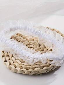 Sexy Lingerie Accessory Elegant White Sheer Hard Yarn Thigh Loop With Ruffled Detail - Stretchy Elastic Leg Ring For Weddings And Formal Events, Minimalist Style, Wedding Accessory|Elegant Legwear|Strapless Desig - White - View 3