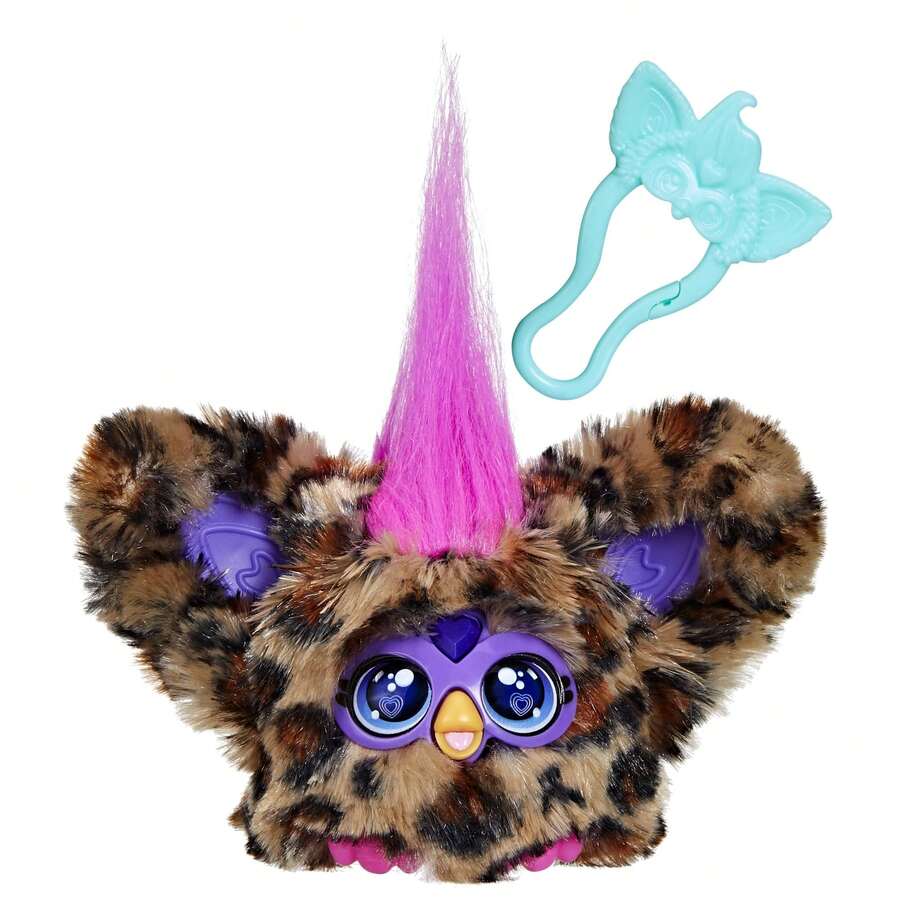 Hasbro Furby Furblets Chee-Chee 迷你朋友，电子毛绒玩具，男女皆宜，猎豹纹图案，会说 Furbish 语并播放音乐，第五代，返校礼物，适合 6 岁及以上儿童