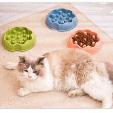 Large Capacity Anti-Gulp Pet Slow Feeder Bowl, Cat & Dog Food Dish Anti-Spill Anti-Choke - Multicolor - View 1