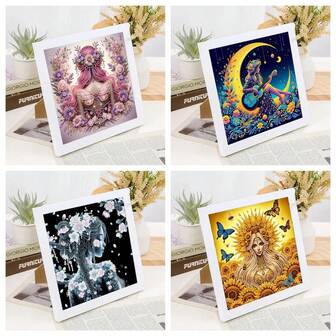 1 件卡通人物系列不对称形状 5D 钻石艺术画套装，DIY 卧室设计、办公室墙面装饰、节日礼物