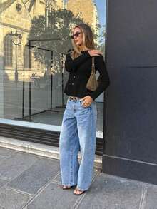 FOR BEAUTY Autumn And Winter Round Neck Long Sleeve Black Design Hem Sweater Women's New Fashion Elegant Simple Slim Cardigan Daily Versatile Commuting Leisure Christmas Top Sweater New Year