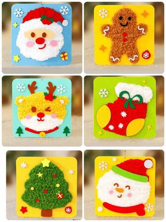 1 Set Of Christmas DIY Craft Kit - Exquisite Santa Claus, Snowman, Christmas Tree, Stockings, Reindeer And Gingerbread, Creative Holiday Home Decorations, Educational Parenting Materials Set, Small Christmas Gift Ornaments.