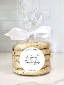 Custom Wedding Stickers Personalized A Sweet Thank You Labels Wedding Snack Bag Sweets Desserts Favors Stickers Custom Sticker Cute Circle Custom Stickers For Wedding Round Favor Stickers Handmade Stickers Wedding Stationery Name Stickers Personalised Sticker Custom Stickers Thank You Stickers Wedding Labels Personalised, Adjustable, Adorable, Custom, Son, Daughter, Office, Tea Room, School, Home, Home Refresh, Customized Stickers - Multicolor - View 2