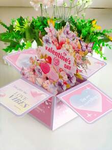 Valentine's Day Purple Butterfly Gift Box Greeting Card - Multicolor - View 3