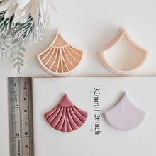 BOHO Fan Shape Polymer Clay Cutters For Earrings And Soft Pottery Cutters Geometric & Striped Patterns, High-Precision Plastic Jewelry Making Tools For Earrings, Pendants, DIY Crafts - Beige - View 10