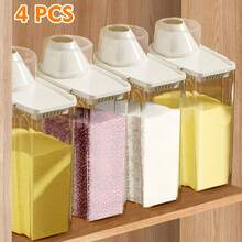 4PCS/8PCS Airtight Food Storage Container With Lid - Moisture & Leak-Proof, Ideal For Grains, Nuts, Flour, Rice - Portable Kitchen Organizer, 2.6L Rice Storage Bin Cereal Containers Dispenser, Portable For Home & Outdoor Use - 4PCS - 查看 8