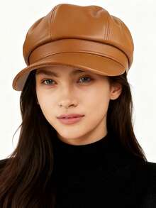 1pc Unisex Solid Color Octagonal Hat, Fashion Beret Cap Suitable For Outdoor Travel, Camping, Holiday Party, Halloween And Christmas Gifts, And Daily Use - Multicolor - View 5