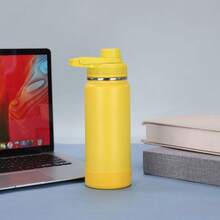 Stainless Steel Thermal Bottle + Base Of The Same Color 1000ml/800ml/600ml/350ml - Màu vàng - Xem 2