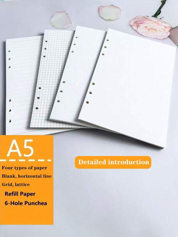 1 Pack (Approx. 45 Sheets) A5 Planner Refill Paper, Variety Of A5 Loose Leaf Filler Paper, Suitable For 6-Ring Binders, Applicable For Back To School, Office, Home, Loose Leaf Binder Accessories