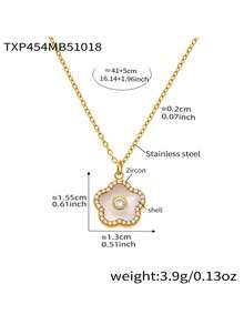 1pc 18K Gold Plated Stainless Steel 5-Leaf Flower Cubic Zirconia Necklace & Bracelet Jewelry Set, Suitable For Daily Wear And Gifting, Valentine's Day, Birthday, Mother's Day