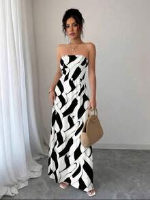 Women's Strapless Dress, Casual Holiday Dress S M L - 白色 - 查看 3