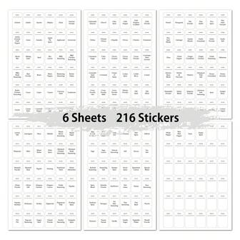 216 Spice Jar Labels Preprinted Minimalist Stickers - White Waterproof Label - Fit Round Or Rectangle Spice Jars - Herb Seasoning Kitchen Pantry Labels,Organization, Kitchen Supplies,Grandma Gift,Kitchen Deccor