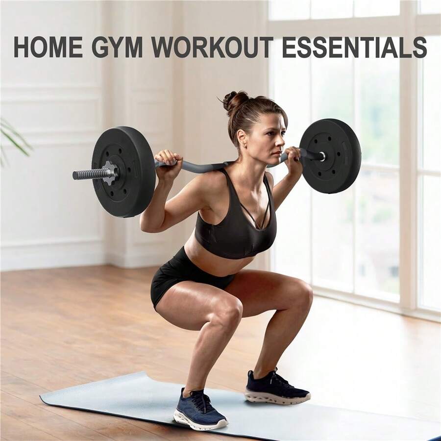 Butterslay 66lb Detachable Barbell Weight Set For Lifting Exercises - màu đen - Xem 1