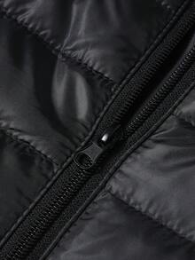 男士长袖秋冬绗缝轻薄保暖连帽外套，休闲日常及徒步外套 - 黑色 - 查看 6