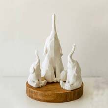 Kit Of 3 Decorative Elephants Family Geometric Modern For Living Room, Bedroom, Office, Creative Gift And Decoration - trắng - Xem 3