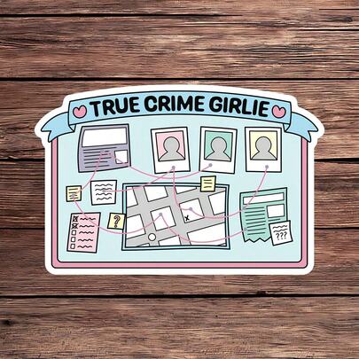 1PC True Crime Girlie Detective Board Sticker, Cute Pastel True Crime Laptop Decal, Funny Podcast Vinyl Sticker For Water Bottle Tumbler, Mystery Accessory, Waterproof Best Friend Gift