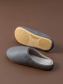 男士仿皮家居拖鞋 - 柔软保暖内衬，记忆海绵，防滑舒适室内鞋 - 灰色 - 查看 2