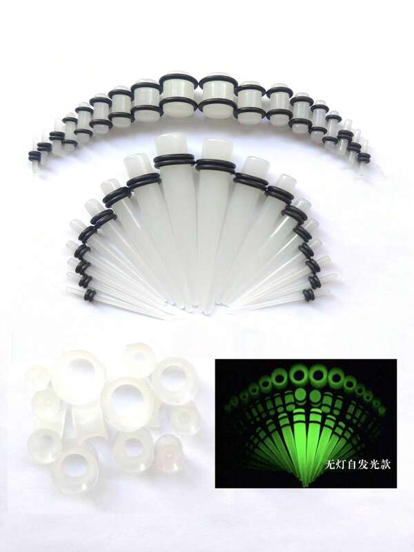 49+1pcs/Set Popular Body Piercing Jewelry Ear Gauges Stretchers Kits, Suitable For Men & Women