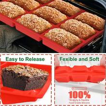 1 mini teglia per pane in silicone, dotata di un design a 9 rettangolari, rivestimento antiaderente incorporato e materiale resistente al calore, dotata di supporto per la pulizia manuale, adatta per mini pani, torte, pasticci di carne, crostate, brownies e altri prodotti da forno, utilizzando silicone e struttura facile da rilasciare, è una scelta ideale per la cottura in cucina, la preparazione di feste, la preparazione di dessert, il fai da te di saponi fatti a mano e altri scenari, adatta per gli appassionati di pasticceria e cuochi casalinghi.