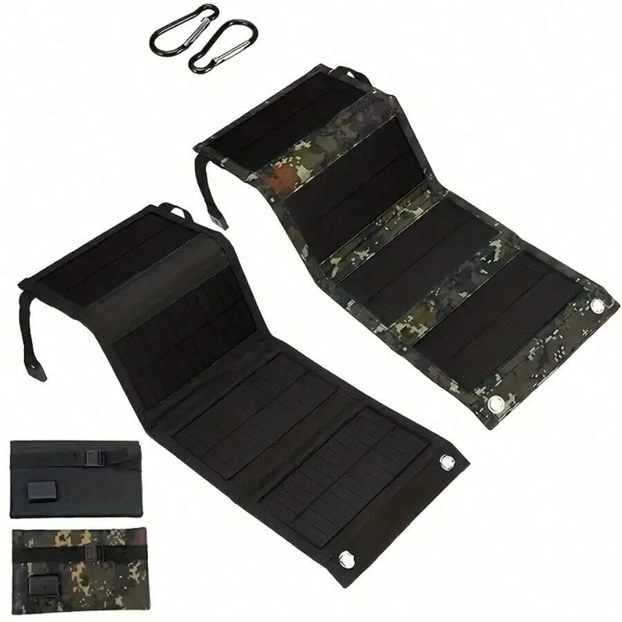 Portable 4-Fold Solar Panel With USB - Ideal For Outdoor Travel & Camping, Charges Phones, Tablets, Fans, Flashlights, Foldable Design With Phone Pouch