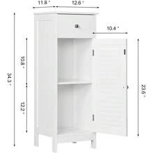 Bathroom Floor Storage Cabinet, Freestanding Side Table Storage Organizer Unit With Drawer And Single Shutter Door, D11.8xW12.6xH34.3 Inches - trắng - Xem 3