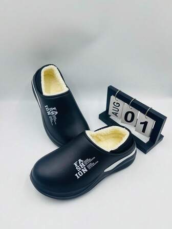 1 Pair Winter New Thermal Lined Comfortable Slip-On House Slippers, Lightweight & Soft,