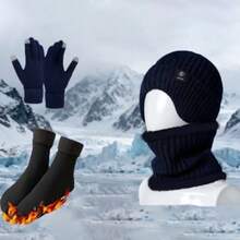 4pcs Set Of Autumn/Winter Hat, Neck Warmer, Gloves & Socks With Thermal Lined And Ear Protection, Fashion Accessories - Multicolor - View 11