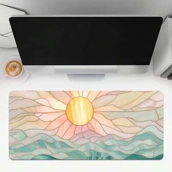 1pc Stained Glass Sunrise & Waves Mouse Mat - Artistic Light-Curing Aesthetic, Smooth & Delicate Surface For Precise & Comfortable Operation, Eye-Soothing Visuals For Office Use, Non-Slip Rubber Base For Stable Desk Grip, Reinforced Stitched Edges For Long-Lasting Durability, Ideal For Creating Gallery-Level Elegant Vibe On Your Desk, Perfect Gift For Art Enthusiasts & Calming-Style Lovers, Great For Birthdays & Home Aesthetic Upgrade Occasions