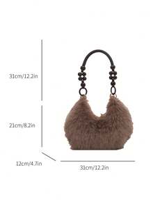 New Women's INS Style Small Square Bag Crossbody Bag, Fashionable Chain Plush Bag, Autumn/Winter Korean Style Small Square Bag - Brown - View 8