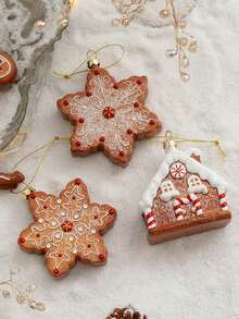 1 pieza Decoración colgante de plástico para el árbol de Navidad con forma de hombre de jengibre, copo de nieve, reno y galleta, adorno navideño para fiesta de Navidad, Halloween, decoración de Halloween