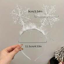 优雅白色雪花发箍，女士款 - 节日圣诞发饰，完美适用于派对和拍照，圣诞装饰，家居圣诞礼物，圣诞装饰品 - 雪花頭帶 - 查看 4