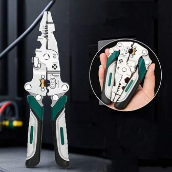 1 pièce Pince à dénuder/couper les fils pliable, pince à dénuder pliante multifonctionnelle, outil spécialisé pour électricien, pince à dénuder polyvalente de qualité industrielle avec tournevis, conception de poulie d'enroulement