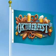 1pc Oktoberfest 3x5ft Flag - Vibrant Munich Beer Festival Design With Oktoberfest Symbols, Durable Polyester, Double-Sided Outdoor Hanging Decoration, No Electricity Needed, Beer Accessories - 3X5ft/90x150cm - Xem 4