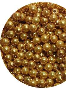Perola ABS 10mm c/ com furo passante 125 unidades- artesanato - Ouro Velho - Visão 2