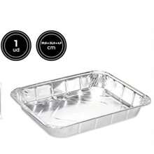LD Alleria-Bandeja de aluminio rectangular, ideal para hornear, higiénica y resistente, recetas al horno, postres, verduras, asados,39.8 x 33.8 x 4.9 cm,Pack 12 - Plateado - Ver 2
