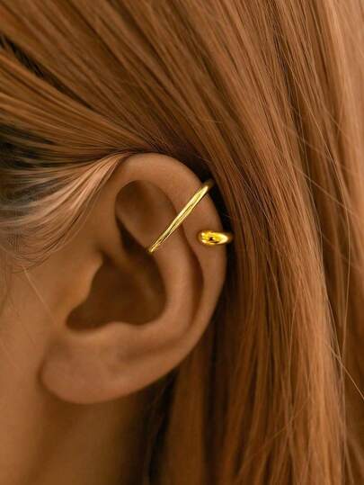 1pc 925 Sterling Silver Minimalist Heart Shaped Cartilage Earring, Suitable For Women's Daily Wear Without Piercing