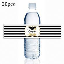 10pcs/20pcs/40pcs 2026Class Of Bottle Wrappers Graduation Water Bottle Labels Black And Gold Graduation Party Favors